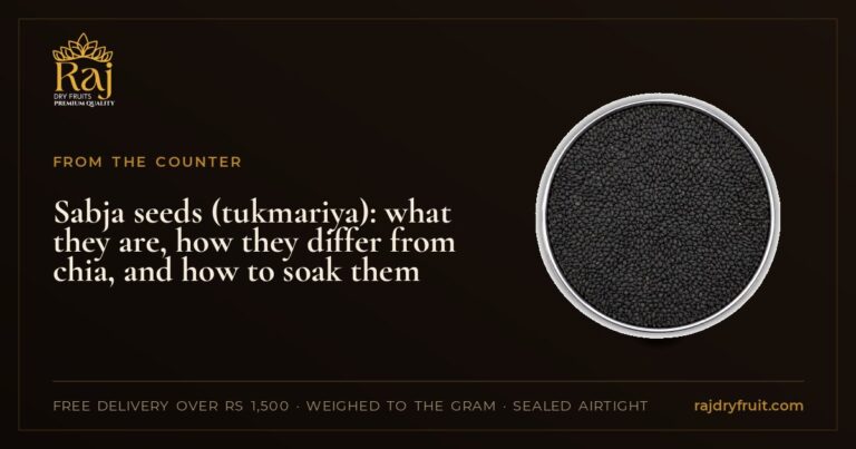 Sabja seeds (tukmariya): what they are, how they differ from chia, and how to soak them