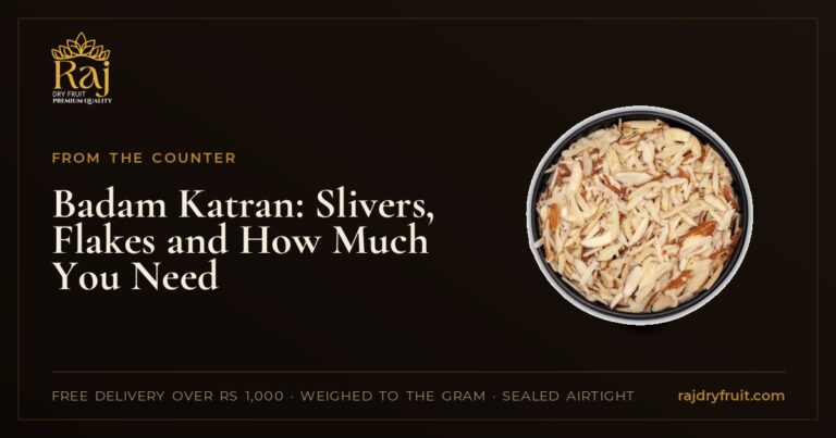 Badam Katran: Slivers, Flakes and Slices, and How Much a Tray of Sweets Needs