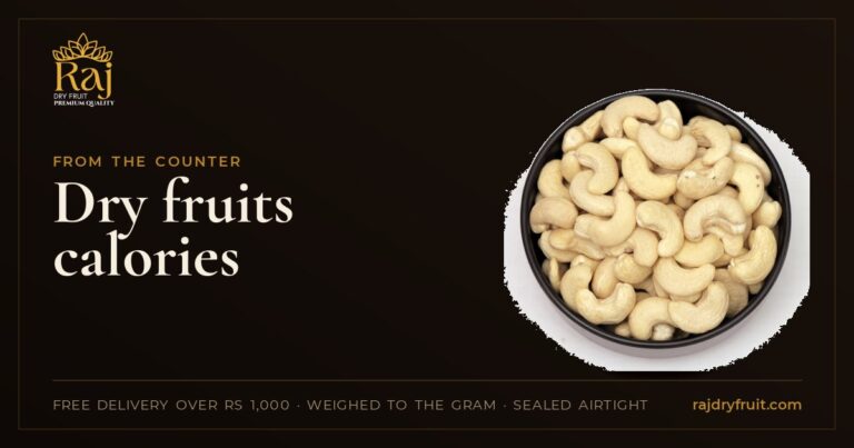 Dry fruits calories: per 100 g and per handful, with a portion guide for every day