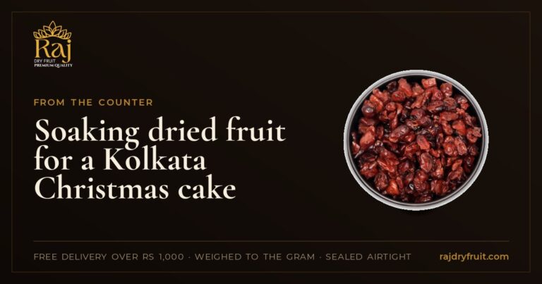 Soaking dried fruit for a Kolkata Christmas cake: what to use and how long