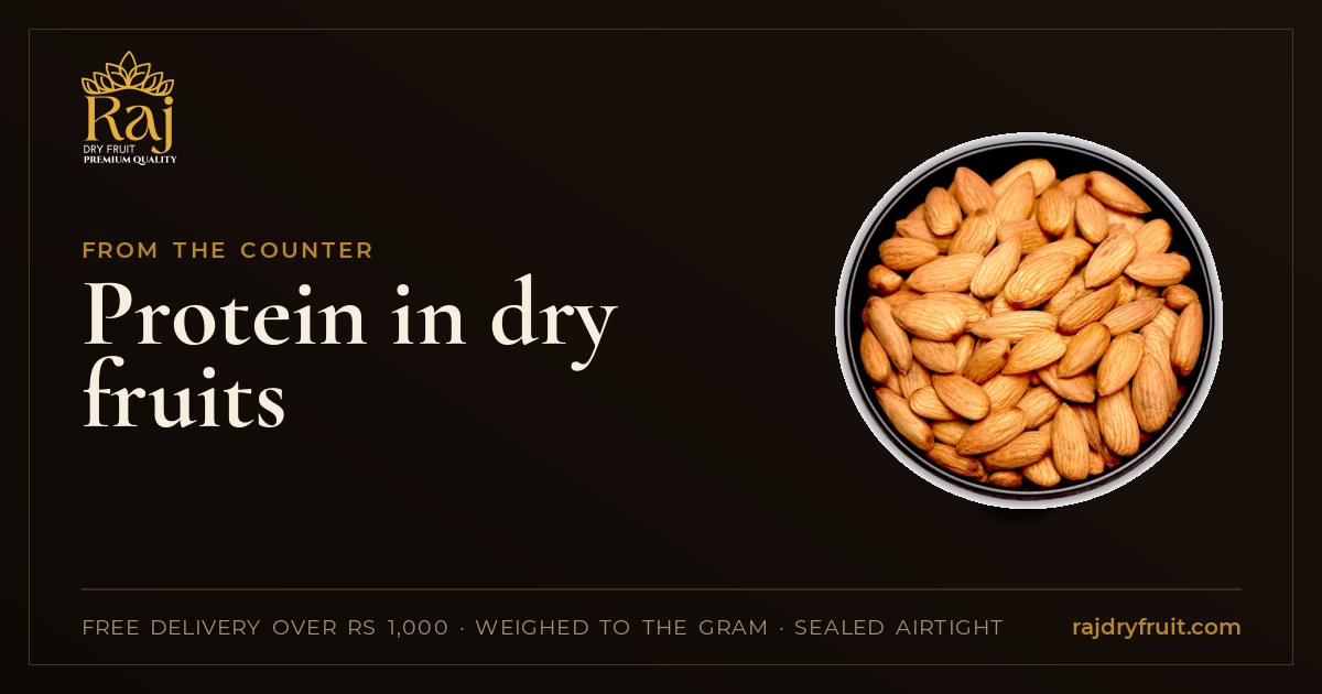 Protein in dry fruits: which nuts and seeds carry the most, per 100 g and per handful