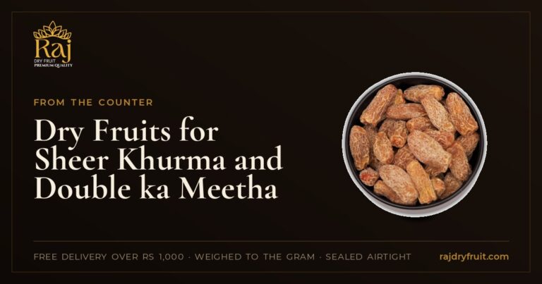 The dry fruits in Eid sheer khurma and double ka meetha, and how much a family pot needs