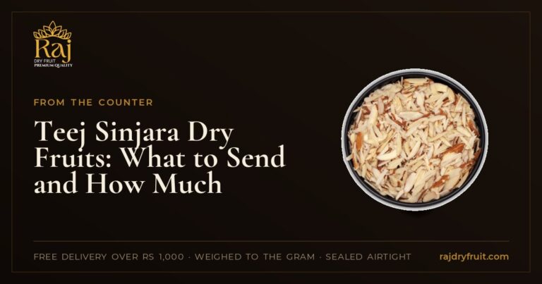 Dry fruits for the Teej sinjara, and the pista and badam that finish a ghevar